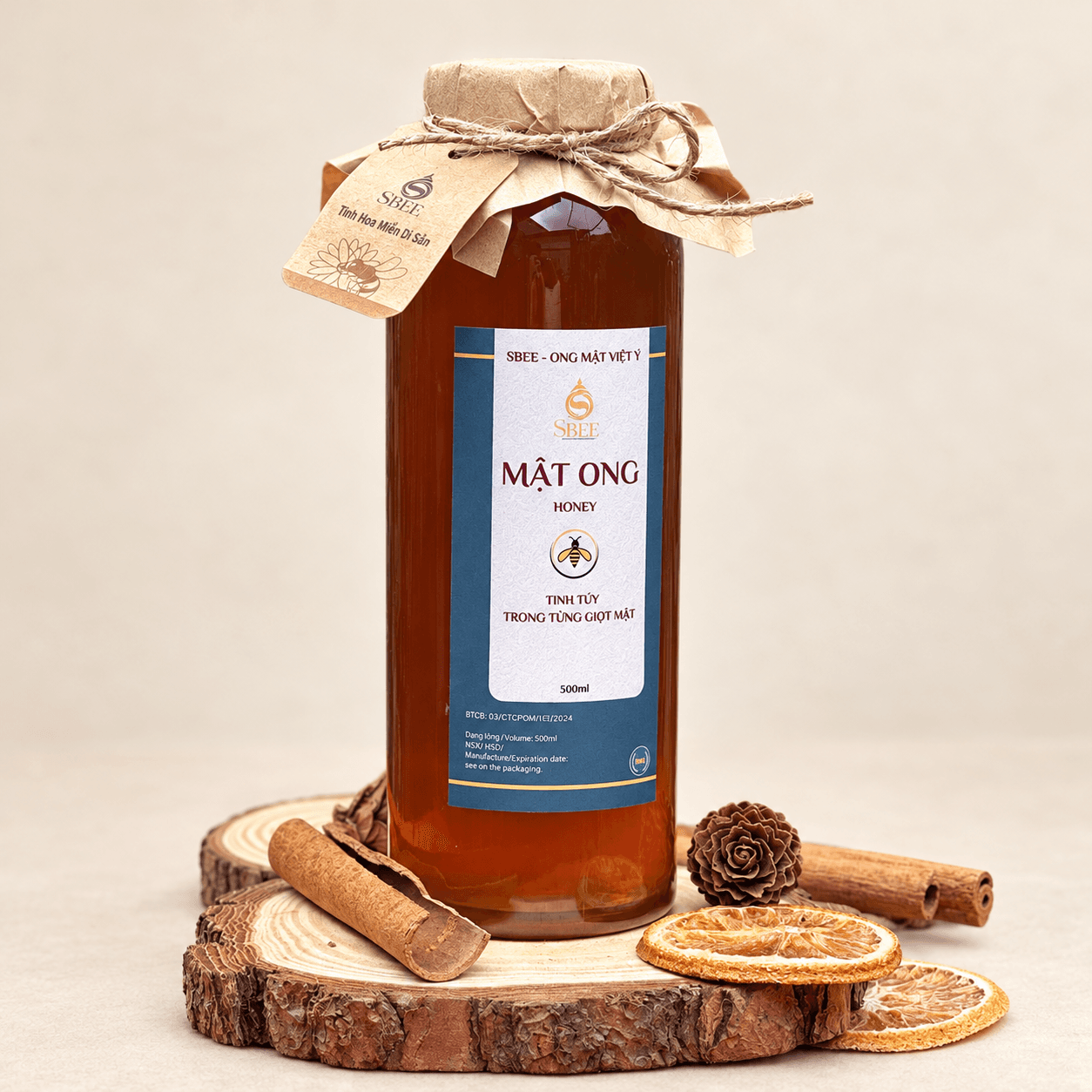 Mật ong Honey - đa hoa bốn mùa - Chai 500ml